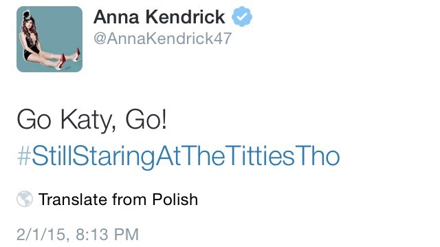 neenerbeener123:  a collection of Anna Kendrick tweets about the halftime show