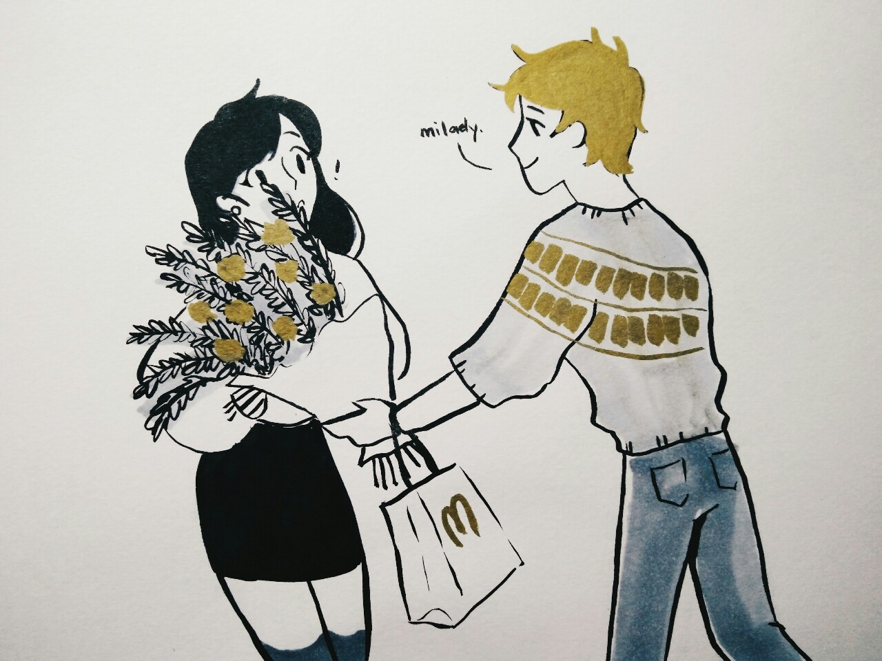 sofiaruelle:  Surprises super busy design intern girlfriend with flowers and McDo
