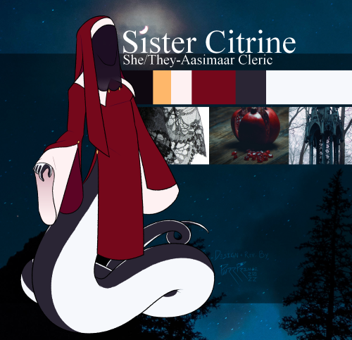 Finally made a reference sheet for my other currently active DnD character, Sister Citrine.  &hellip