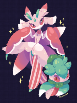 joypandaah:    ✨ Fomantis &amp; Lurantis   ✨ i’m in love with all the new pokemon so far! i’m even more excited about these new grass types, i hope to see more grass types before the release of Sun and Moon so i could draw them all!find me at: