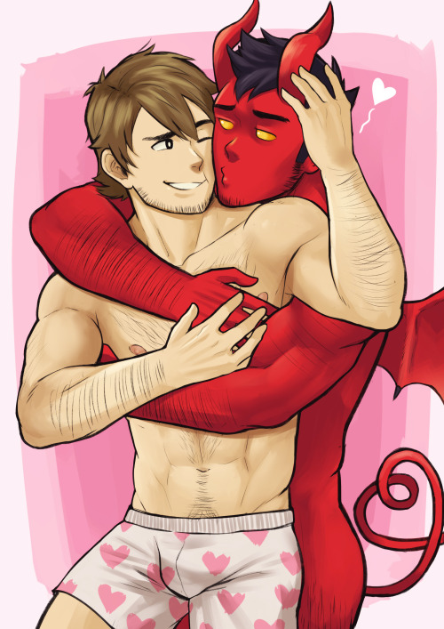 zokuman:Happy Valentine’s Day~This is an old sketch of @tobiasandguy but i felt like coloring it for