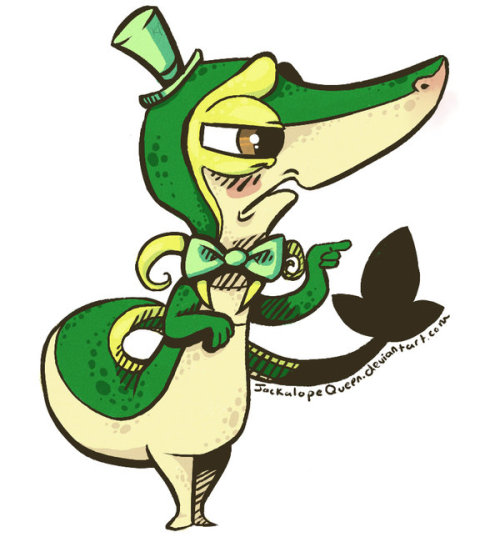 bulbagarden: Snooty Snivy with the Sniffles by JackalopeQueen