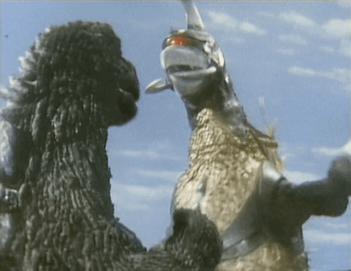 citystompers1:Zone Fighter (1973), “In a Hair’s Breadth; The Roar of Godzilla!”Gigan trying to bite 