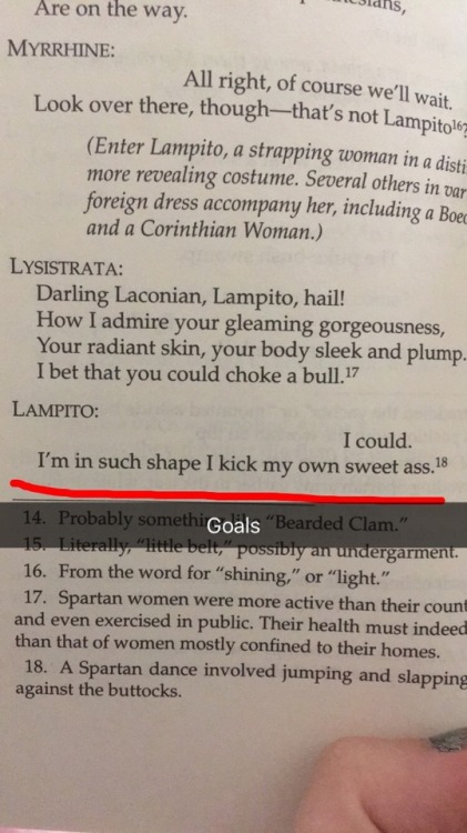 Reading lysistrata for class and it’s A Time