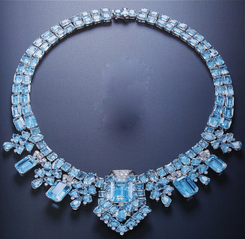 birthstonesgems: Cartier London Art Deco Aquamarine Necklace. Credits to Clive Kandel