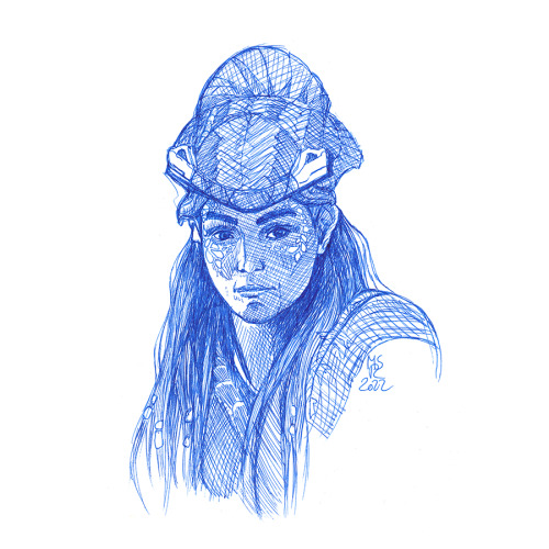 h0riz0nstuff:Aloy blue pen doodle to celebrate reaching 2000 subs !!(is it a doodle when you spend l