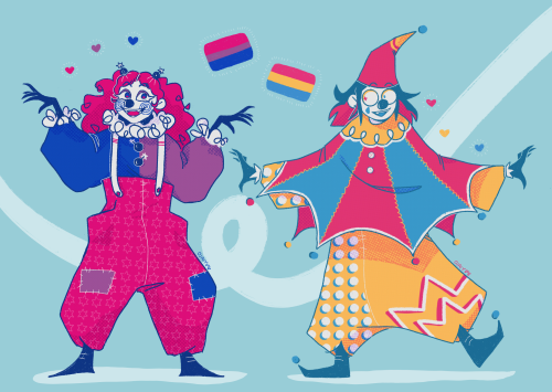 i drew my friend and me as pride clowns 