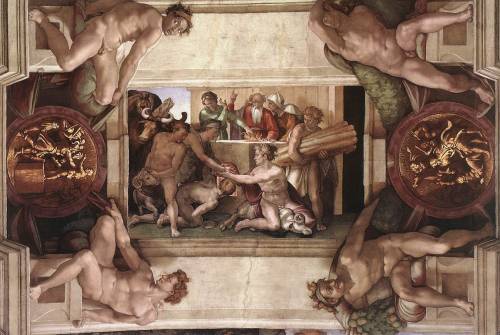 “Yeah, of course I can paint your ceiling.” Michelangelo scoffed to himself, “gonna paint a bunch of dudes with their dicks out on it though.”
