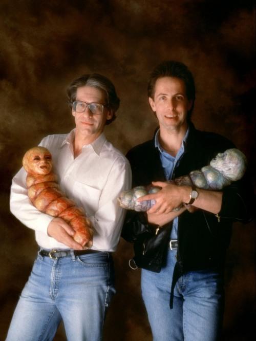 dirtbaby2: henriquelage:  David Cronenberg and Clive Barker on the set of Nightbreed  congratulation