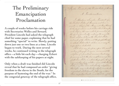 Our new eBook - The Meaning and Making of Emancipation - is now available in iTunes!
This Multi-Touch book for iPad is free to download. An ePub version for iPhone, Android devices, eReaders, and online ePub readers is coming soon!
The book presents...