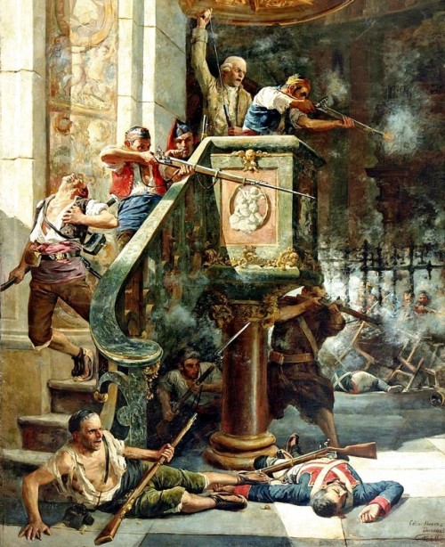 pinturasdeguerra:1809 Zaragoza, Defensa del púlpito de San Agustín - César Alvárez Dumont