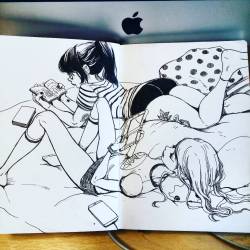 joysuke:  #inktober  #day17 catch up Hanging out in bed 