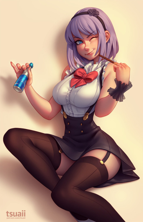 tsuaii:  A collaboration with the artist Raichiyo, featuring Hotaru Shidare from Dagashi Kashi!★ Twitter • Patreon