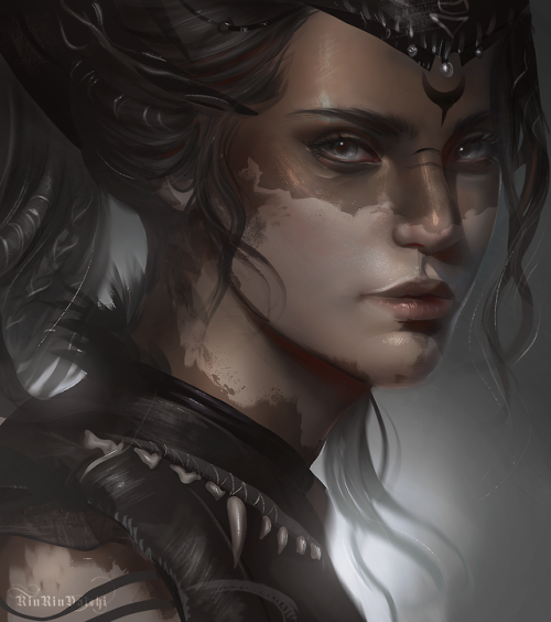 Here is a little portrait piece of my character - Umbra, a witch doctor with vitiligo skin. I had he