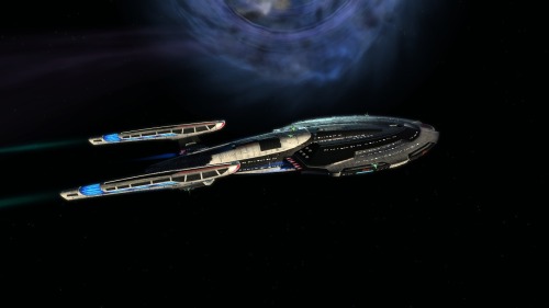 startrekships:  frontier001:Love this ship! Vesta-Class variant USS Jadzia.   Deep Space Nine is way too big.  Defiant is nearly as wide as one of the docking pylons, so Vesta should be wider still. 