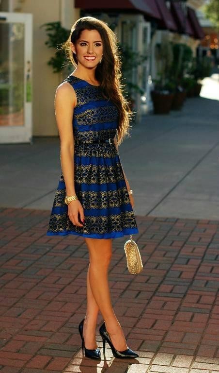 hot-miniskirts: Paulina Vega looking classy and sexy in a mini dress. Check out more beautiful ladie