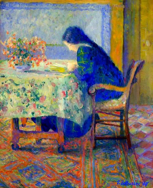 Lili Reading at the Butler House, Giverny (1908). Theodore Earl Butler (American, Impressionism