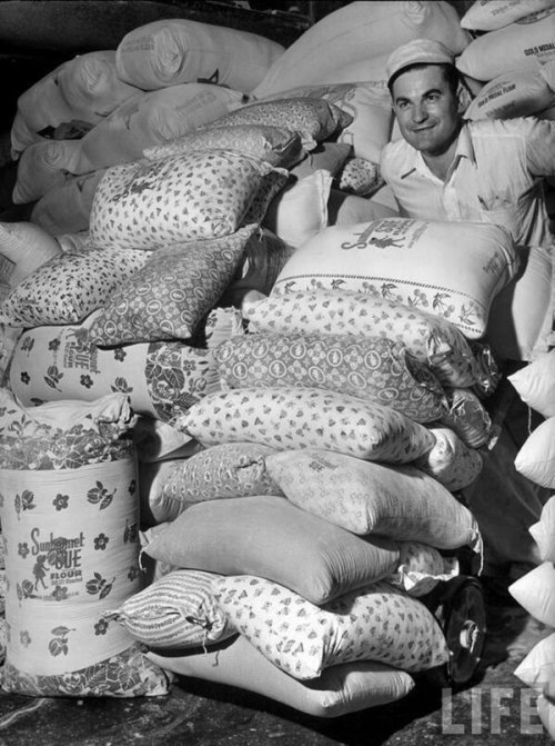 abocadoinferno:  Durante la Gran Depresión la moda era vestirse con sacos de harina  La Gran Depresión sumió a las familias de Estados Unidos en un estado de pobreza inimaginable. Ni ellos mismos, que antes del crack  del 29 habían disfrutado de una