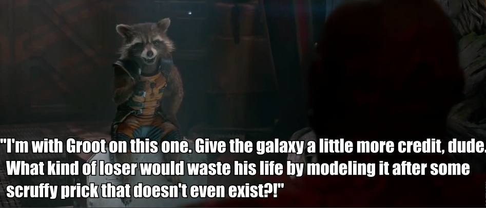 Quill shows the Guardians some Star Wars films. To his inexplicable discomfort, they