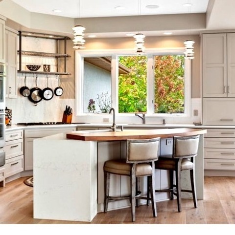 Transitional Kitchen - Enclosed Enclosed Kitchen - Mid-sized Transitional L-shaped Light Wood Floor,
