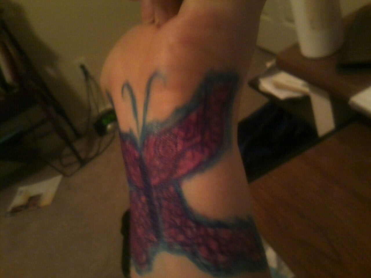 I wish I could wrap myself safe in these soft pink and blue wings tonight