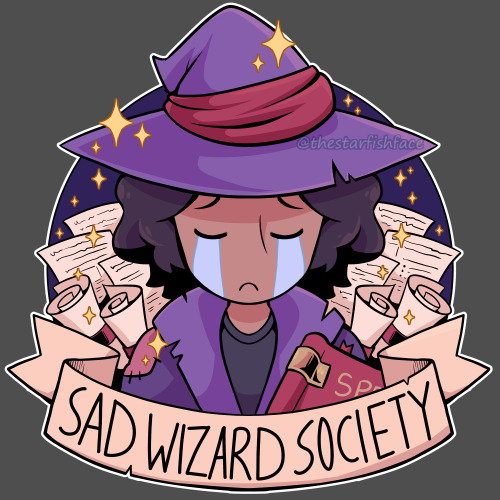 thestarfishface:    Last year I made my Sad Wizard Society sticker, based on my love of sad characters who are also wizards (You’d be amazed how much overlap that Venn diagram has). But the designs wasn’t very well put together, and I also wanted