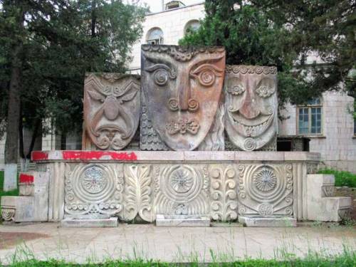 southpacifictravel:The “Three Sources” sculpture outside the State Drama Theater in Stepanakert, Rep