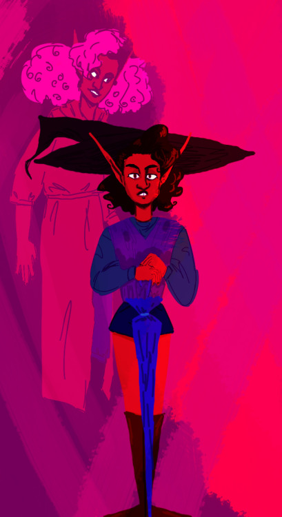 plantfish: have you seen my sister [image description: a stylized drawing of Taako, a dark complexio