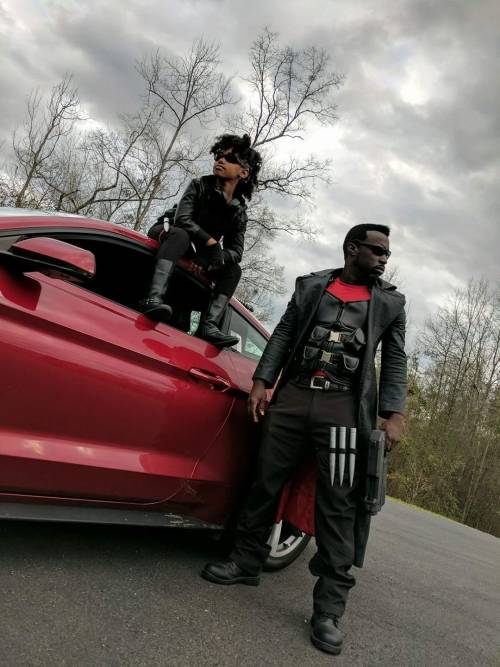 diversehighfantasy:nubiamancy:Blade inspired daddy-daughter cosplay, courtesy of Jessie Orlando Harr