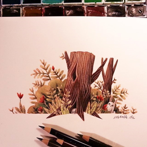 tiny nature watercolor painting also made a Progress Video on my YouTube :)