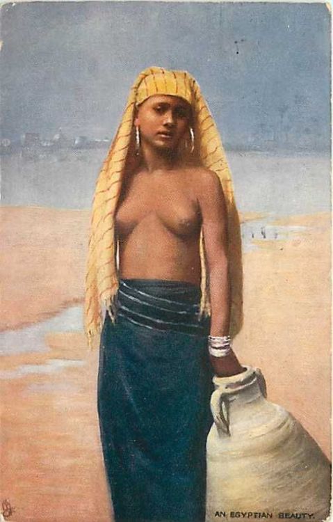 Porn photo Vintage postcard featuring an Egyptian girl.