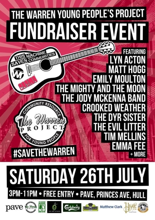 #savethewarren fundraiser @pave_hull featuring a mega line up and great support from sponsors. Don’t miss it!!