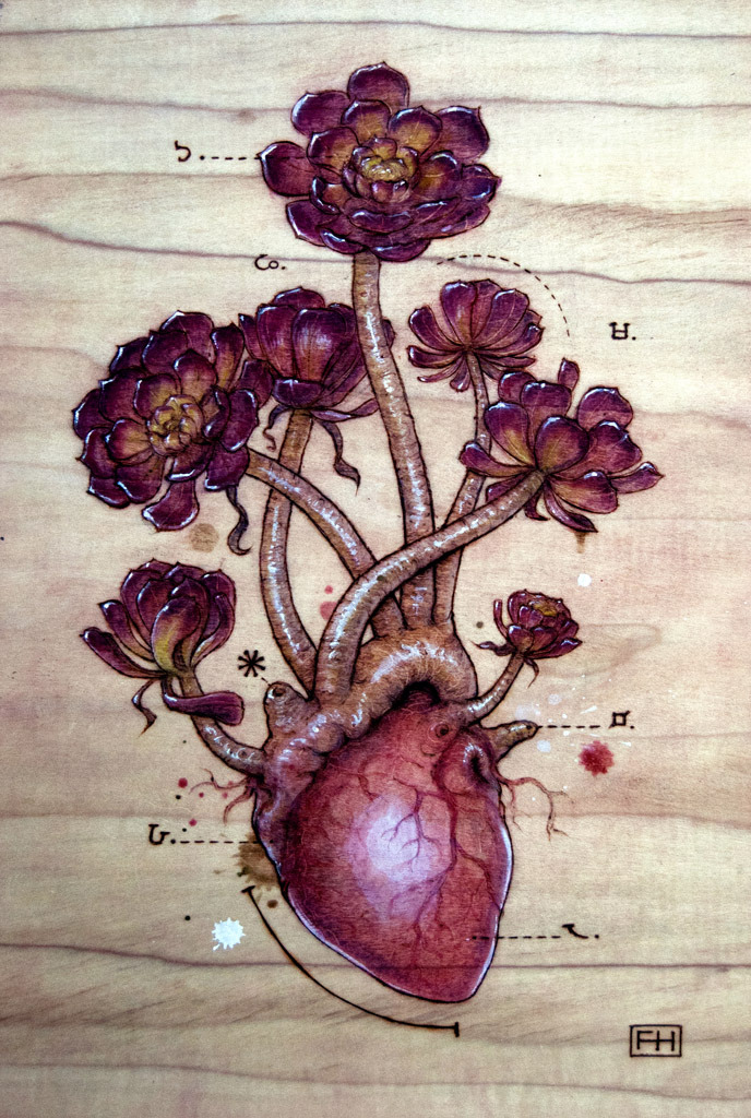 lohrien:  Illustrations by Fay Helfer  (pyrography and pastel on wood)