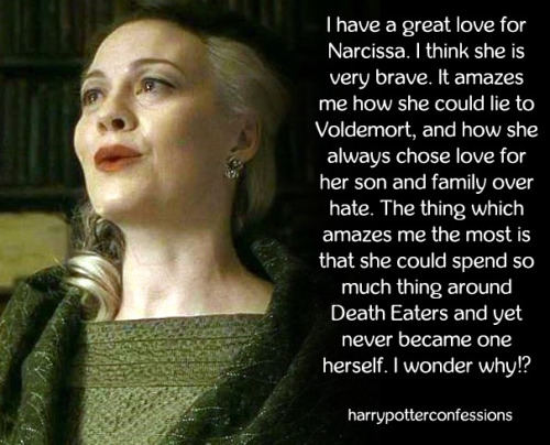 harrypotterconfessions:I have a great love for Narcissa. I think she is very brave. It amazes me h