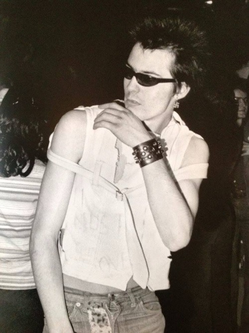 rimbaudwasademonchild: Sid Vicious at a Sex Pistols gig before joining them, Notre Dame Hall, 15th N