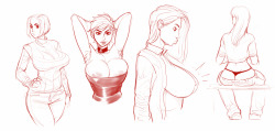 buttsmithy:  Not a lot of time to do a daily today. So I just doodled big boobs and big butts real quick. 