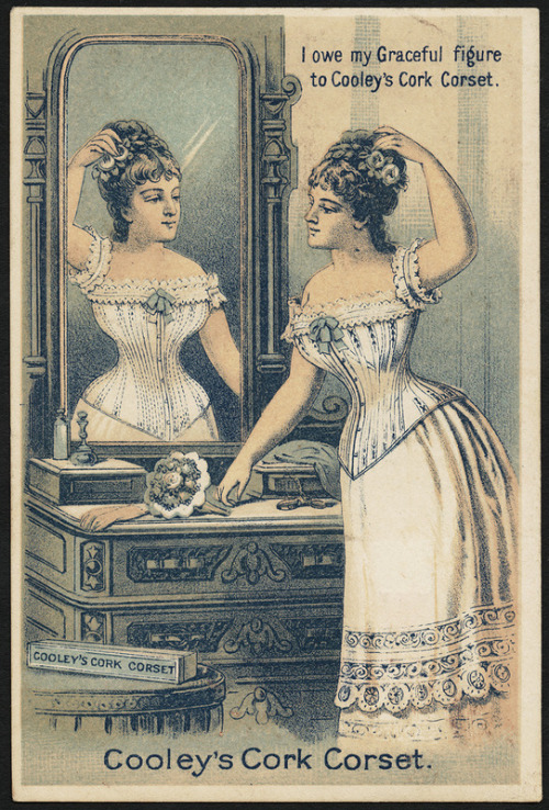 Cooley’s Cork Corset advertising card.Date: ca. 1870-1900