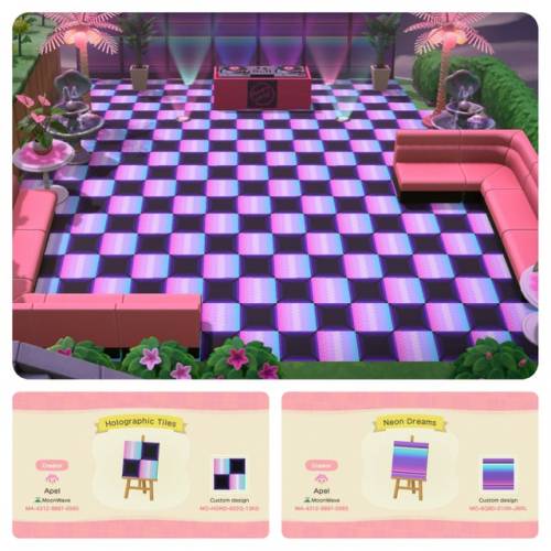 acnhcustomdesigns:vaporwave tile and neon simple panel designed by apel of moonwave