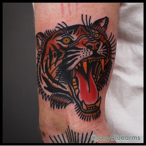 oldlinesblog: #tattoo by @tonybluearms  #tattoos #tattooart #tradition #traditional #colortattoo