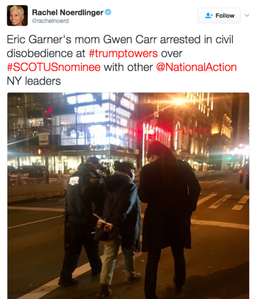 the-movemnt: After her NYPD arrest, Eric Garner’s mother Gwen Carr says its her duty to fight Trump Gwen Carr’s daughter teased her, once she learned her mother had been arrested protesting outside of Trump Tower in New York City. “You’ve been