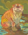 jo-dracona::rosenkranz-does-things:bath time[id: a gouache painting of a wet tiger