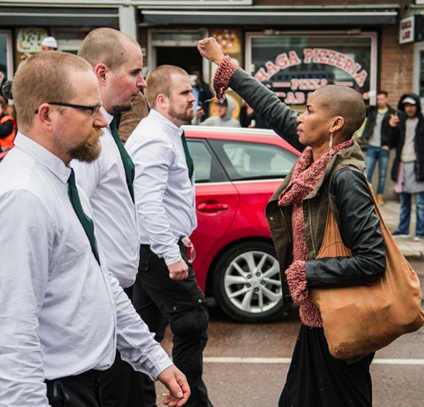 dangerousdykes:Swedish activist Maria-Teresa Asplund standing up to neo-nazis who