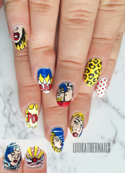 lookathernails:  Roy Lichtenstein inspired