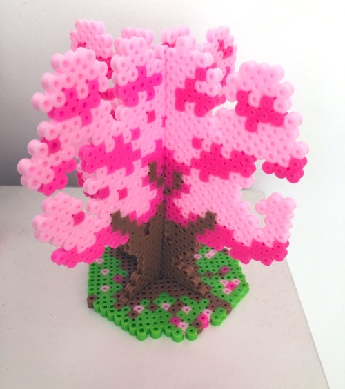 It’s been a while but here’s my latest perler project - a 3D blossom tree!