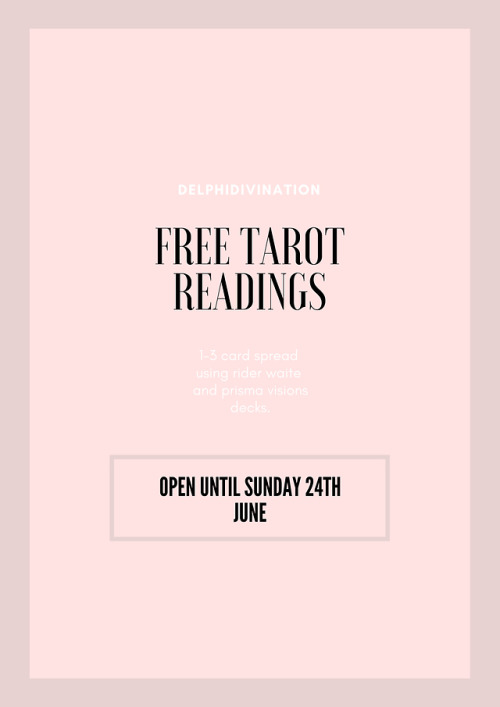 hey lovelies! to celebrate the summer solstice, i will be offering free tarot card readings unt