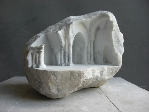 yatzer: Sculptor Matthew Simmonds Carves Realistic Interiors Into Marble and Stone