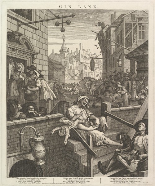 William Hogarth, Gin Lane, 1751, etching and engraving; third state of three, 389 x 322 mm, New York