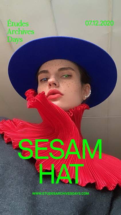 Ana Kraš being playful with the graphic silhouette of our beloved SESAM Hat.—Études Archives Days04–