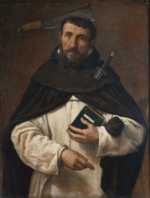 Fray Angelo Ferretti como San Pedro Martir por Lorenzo Lotto, 1549.