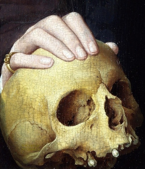 twirld:A Man with Pansies and a Skull (ca.1535) Follower of Jan van Scorel
